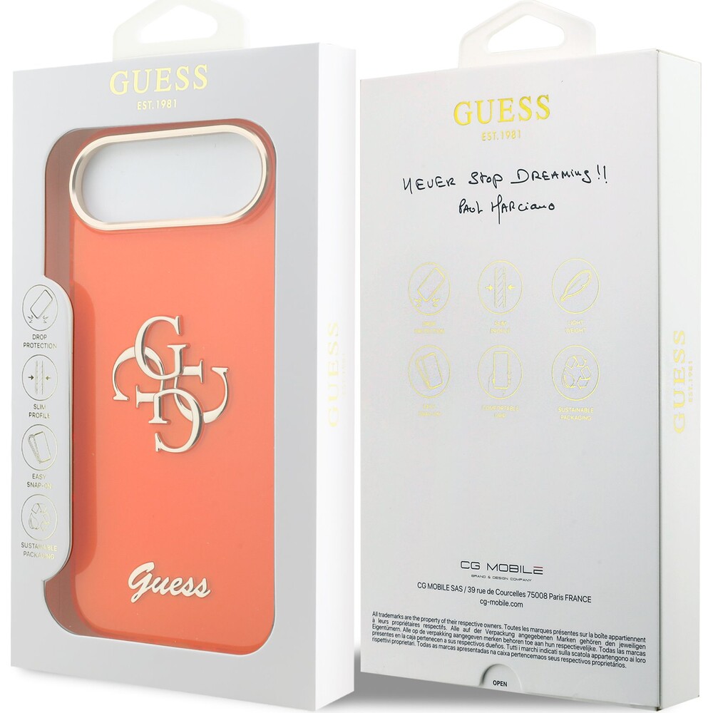 Guess-IML-4G-Script-Metal-Logo-kryt-iPhone-Air-oranzovy