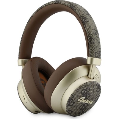 Guess PU 4G Gold Script Metal Logo ENC bezdrátová sluchátka hnědá