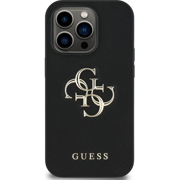 Guess-PU-Grained-4G-Metal-Logo-kryt-iPhone-14-Pro-cerny
