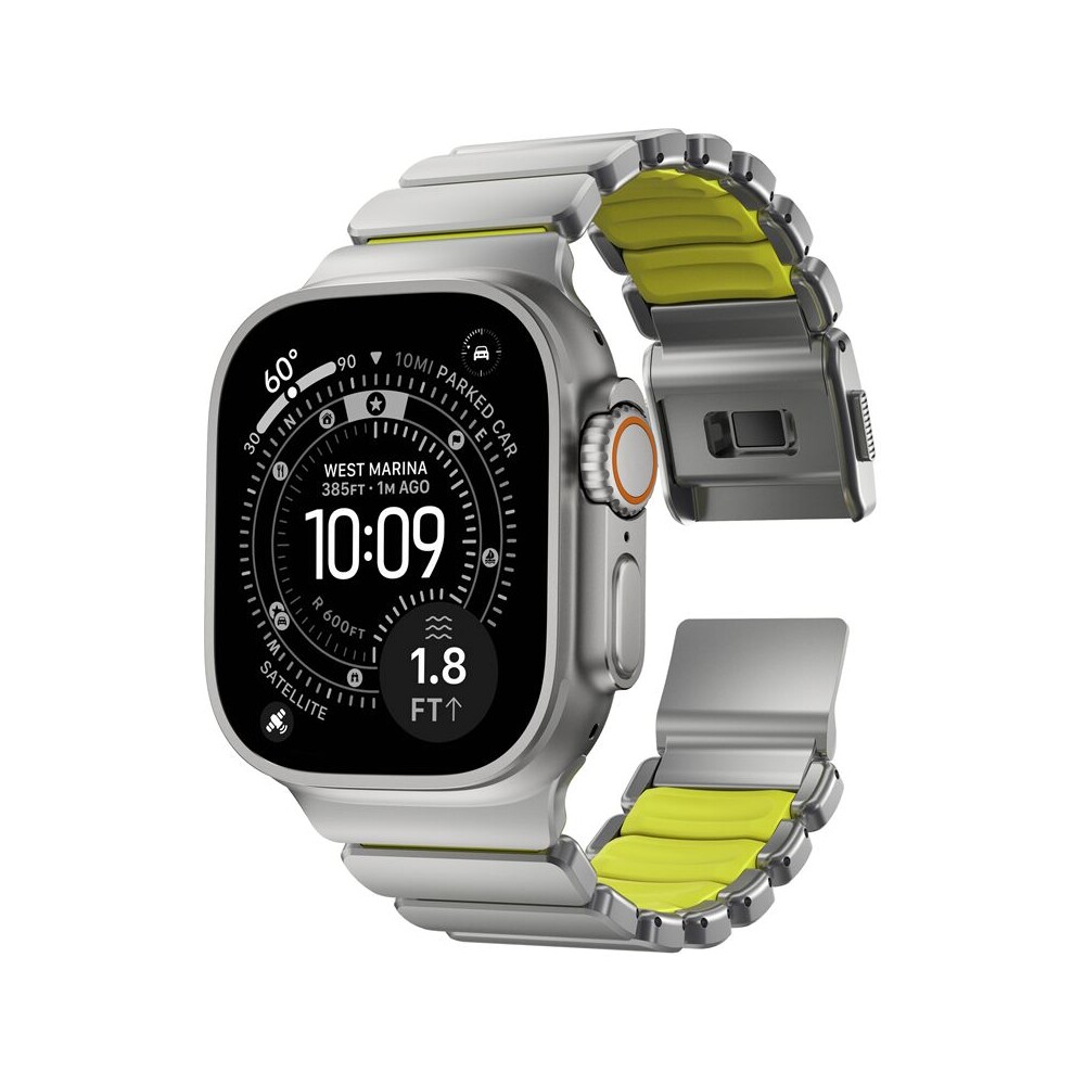 Nomad-Stratos-Band-FKM-reminek-Apple-Watch-45-46-49mm-Natural-Titanium-Volt