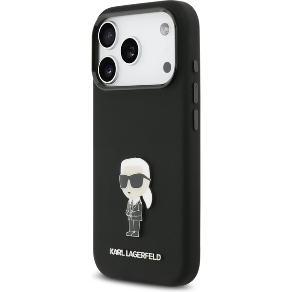 Karl-Lagerfeld-Liquid-Silicone-Metal-Ikonik-kryt-iPhone-17-Pro-cerny