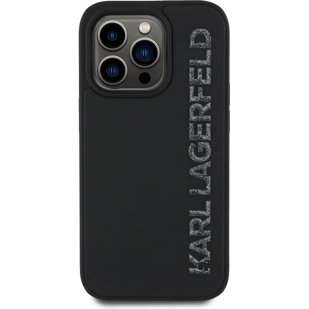 Karl-Lagerfeld-3D-Rubber-Glitter-Logo-kryt-iPhone-13-Pro-cerny