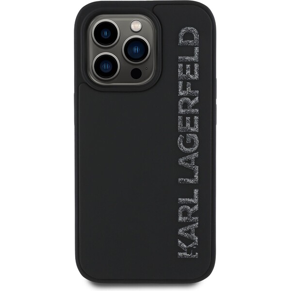 Karl-Lagerfeld-3D-Rubber-Glitter-Logo-kryt-iPhone-13-Pro-cerny