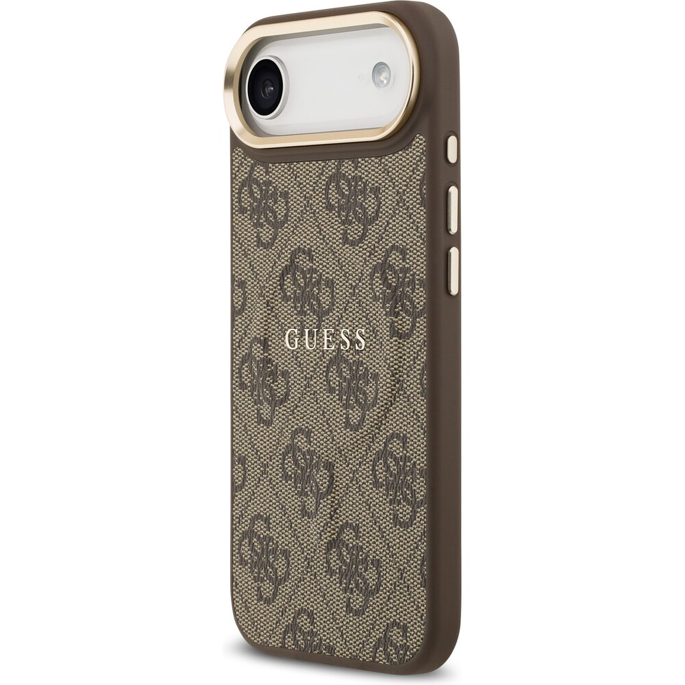 Guess-PU-Leather-4G-Gold-Frame-MagSafe-kryt-iPhone-Air-hnedy