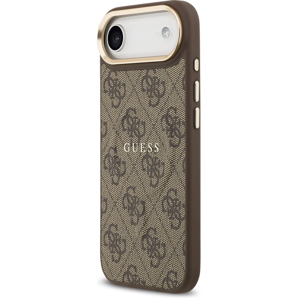 Guess-PU-Leather-4G-Gold-Frame-MagSafe-kryt-iPhone-Air-hnedy