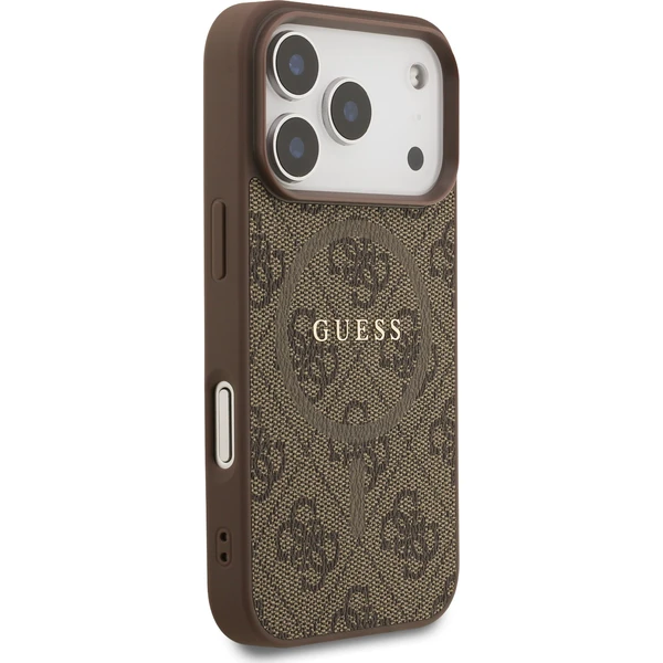 Guess-PU-Leather-4G-Colored-Ring-MagSafe-Zadni-Kryt-pro-iPhone-17-Pro-hnedy