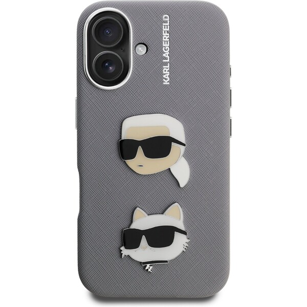 Karl-Lagerfeld-Grained-PU-K-CH-Heads-kryt-iPhone-16-sedy