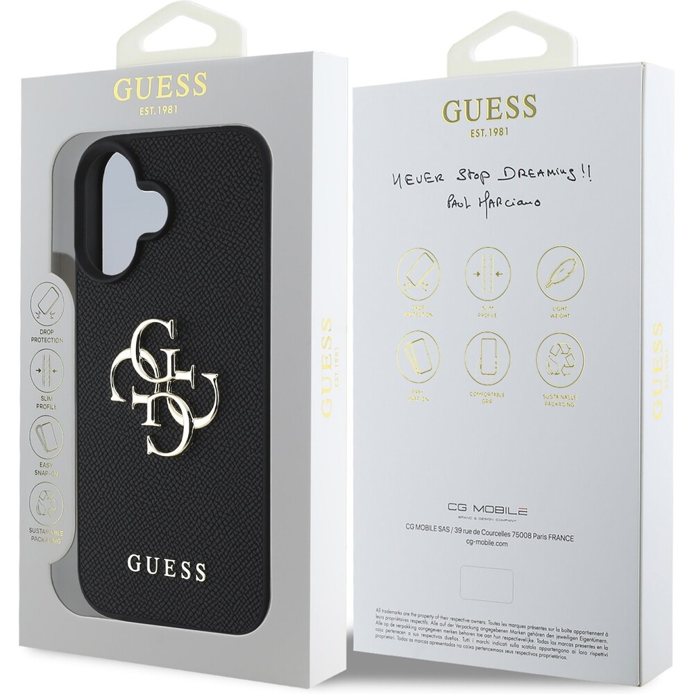 Guess-PU-Grained-4G-Metal-Logo-kryt-iPhone-16-cerny