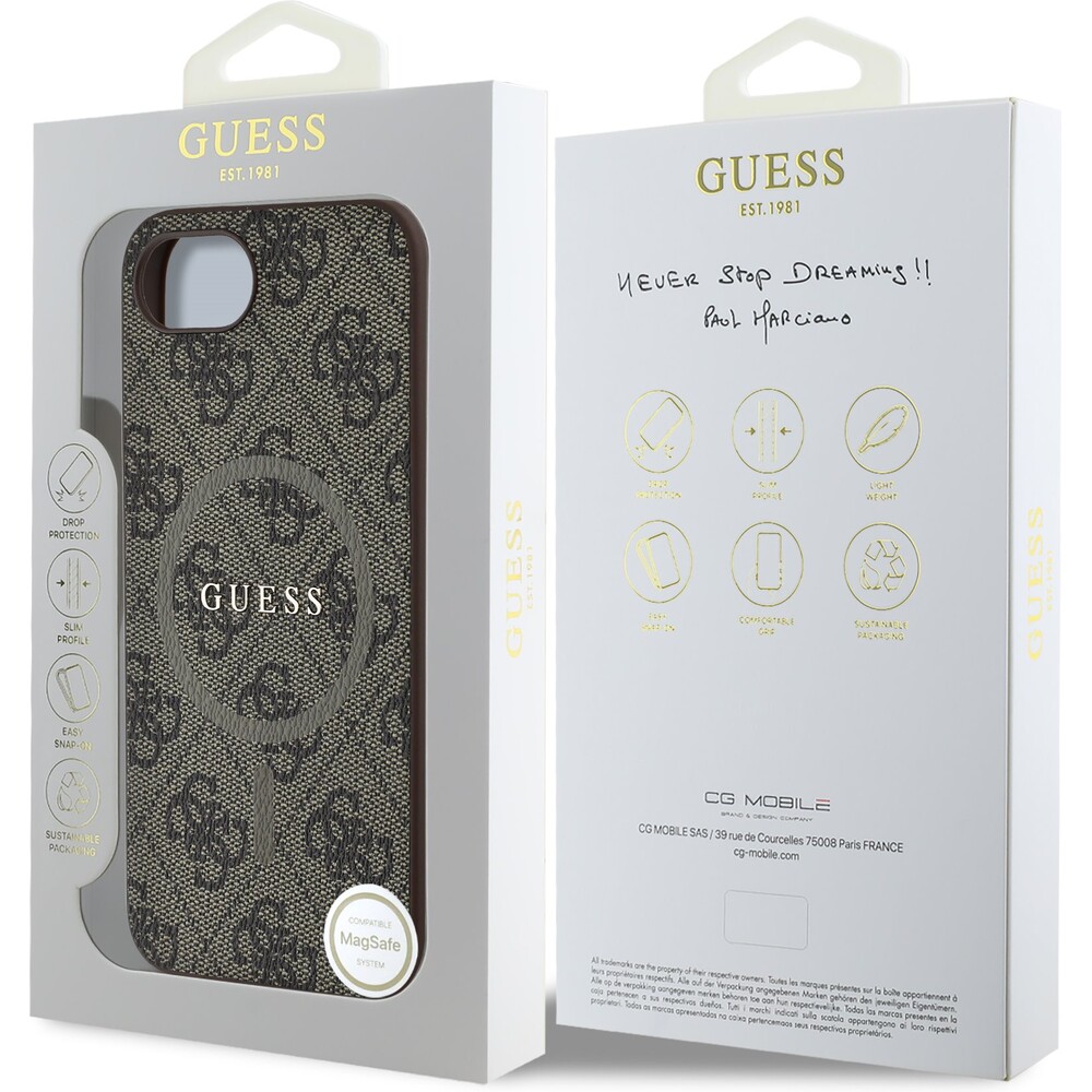 Guess-PU-Leather-4G-Colored-Ring-MagSafe-kryt-iPhone-17e-16e-hnedy