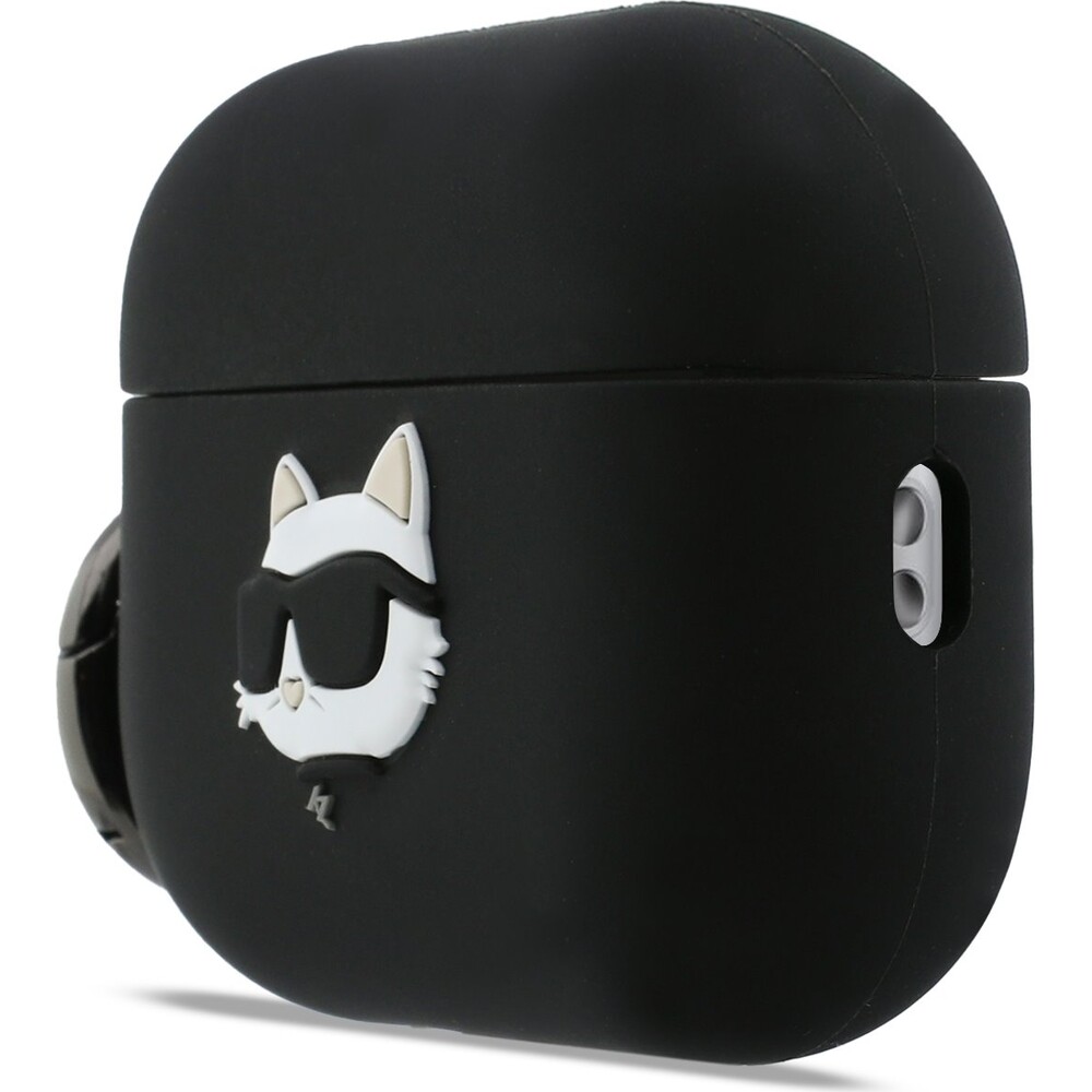 Karl-Lagerfeld-3D-Logo-NFT-Choupette-Head-silikonove-pouzdro-pro-AirPods-Pro-3-cerne