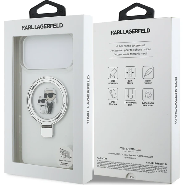 Karl-Lagerfeld-Ringstand-Karl-and-Choupette-MagSafe-kryt-iPhone-17-Pro-Max-bily