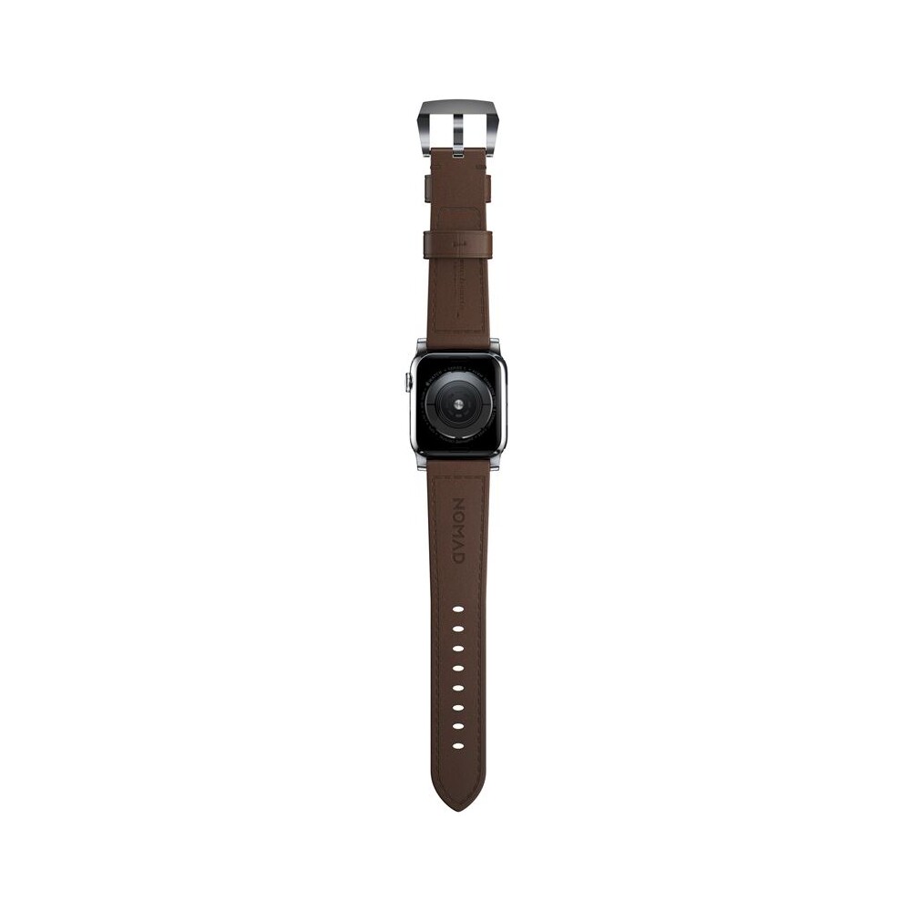 Nomad-Traditional-kozeny-reminek-Apple-Watch-Ultra-49mm-8-7-45mm-6-SE-5-4-hnedy-stribrne-prezky