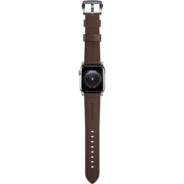 Nomad-Traditional-kozeny-reminek-Apple-Watch-Ultra-49mm-8-7-45mm-6-SE-5-4-hnedy-stribrne-prezky