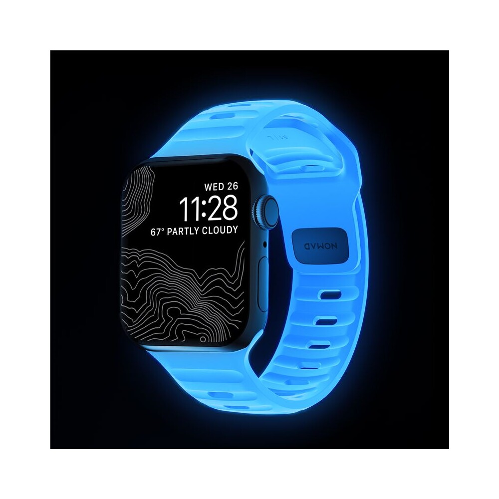 Nomad-Sport-Strap-S-M-reminek-pro-Apple-Watch-42-41-40-38mm-Ice-Blue-Glow