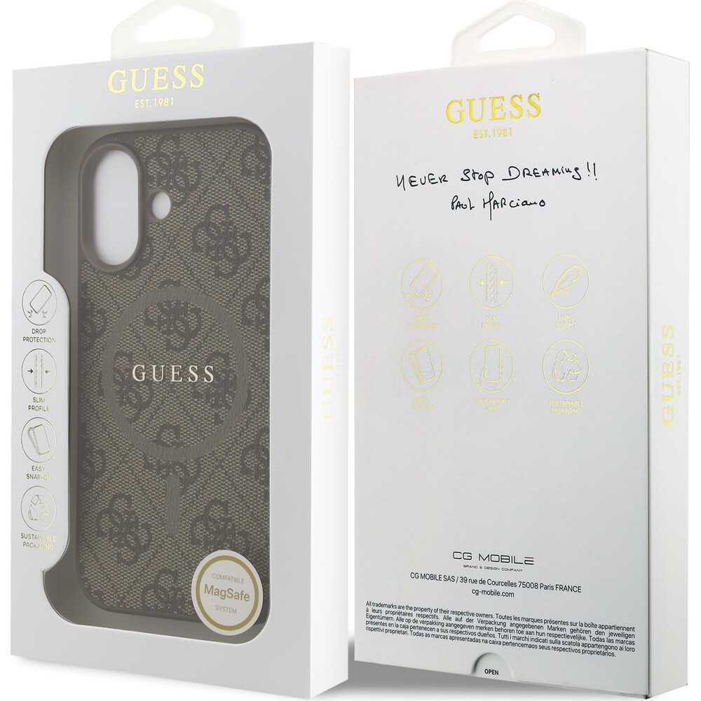 Guess-PU-Leather-4G-Colored-Ring-MagSafe-Zadni-Kryt-pro-iPhone-17-hnedy