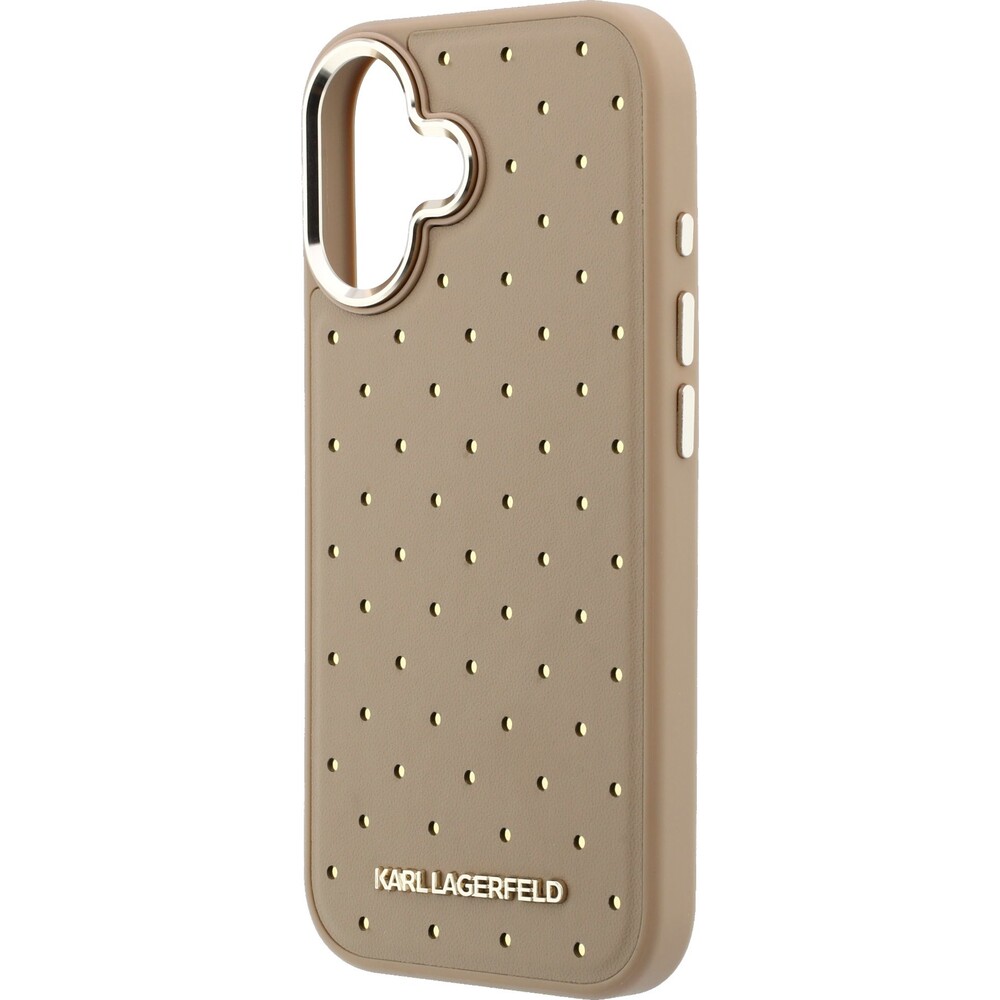 Karl-Lagerfeld-PU-Perforated-Gold-Dots-MagSafe-kryt-iPhone-17-bezovy