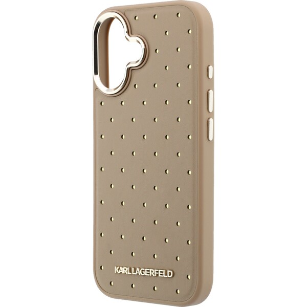 Karl-Lagerfeld-PU-Perforated-Gold-Dots-MagSafe-kryt-iPhone-17-bezovy
