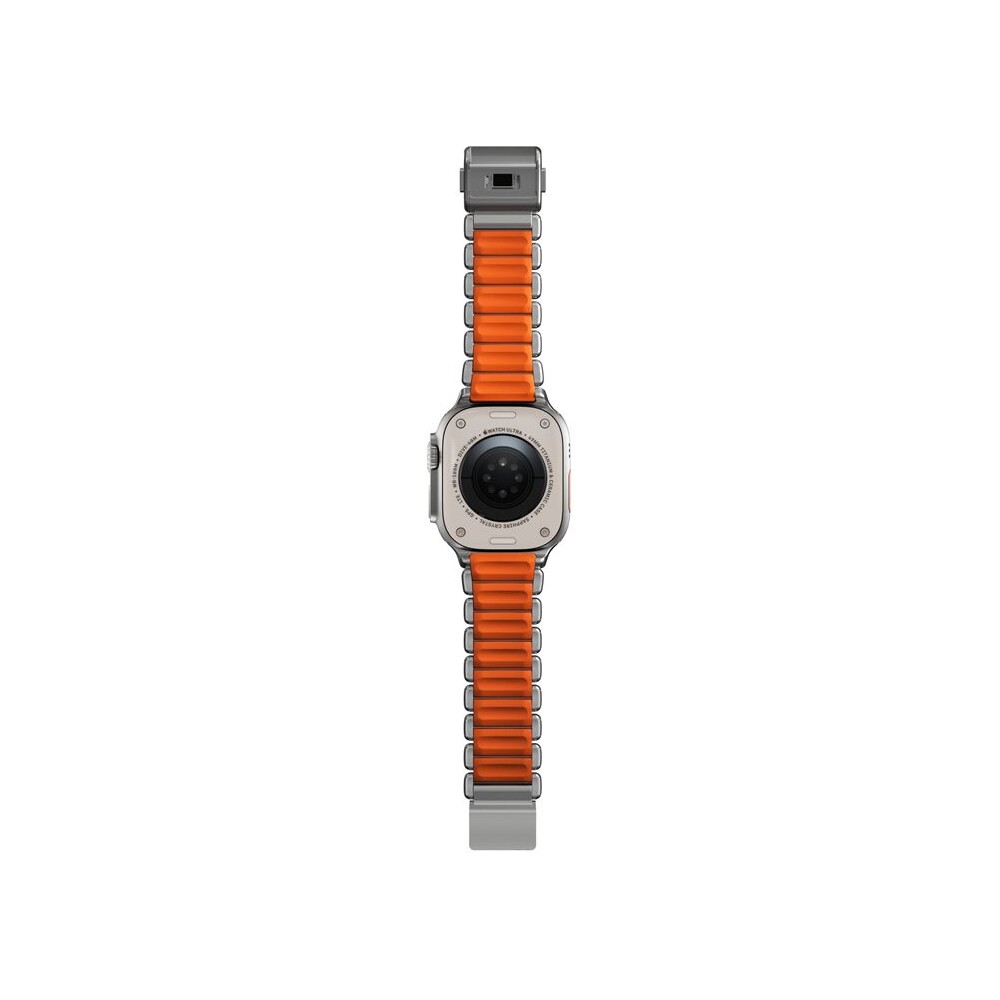 Nomad-Stratos-Band-FKM-reminek-Apple-Watch-45-46-49mm-Natural-Titanium-Ultra-Orange