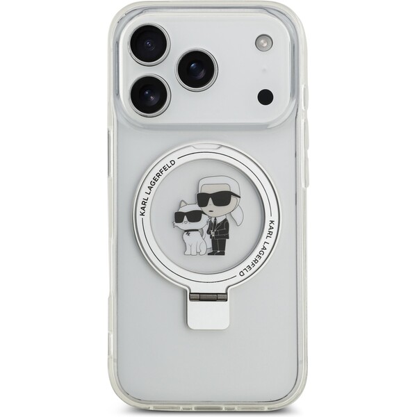 Karl-Lagerfeld-Ringstand-Karl-and-Choupette-MagSafe-kryt-iPhone-17-Pro-bily