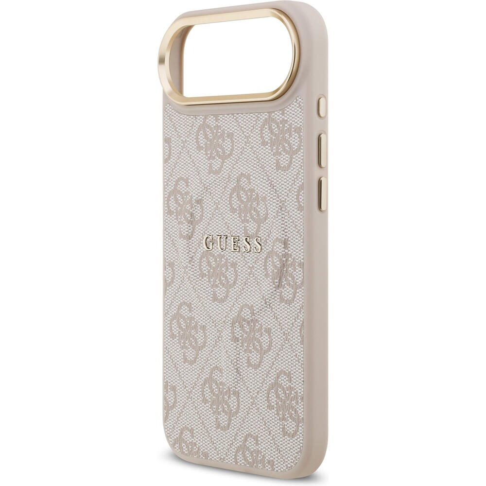 Guess-PU-Leather-4G-Gold-Frame-MagSafe-kryt-iPhone-Air-ruzovy