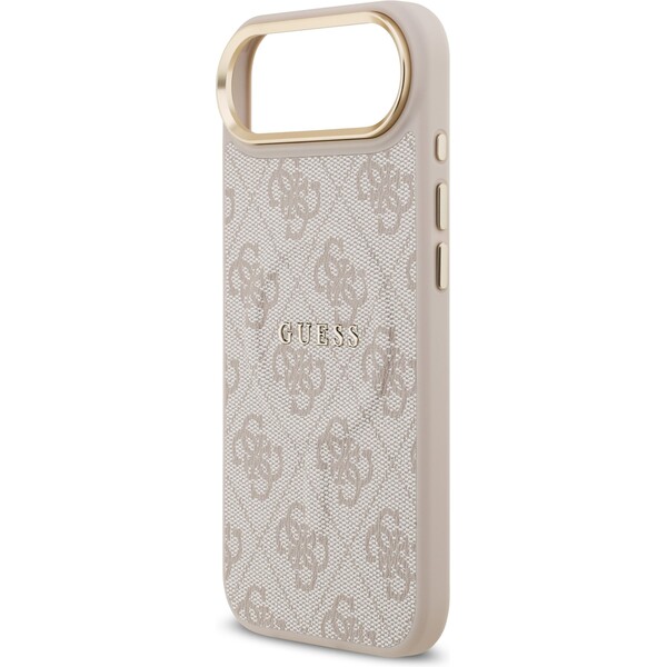 Guess-PU-Leather-4G-Gold-Frame-MagSafe-kryt-iPhone-Air-ruzovy