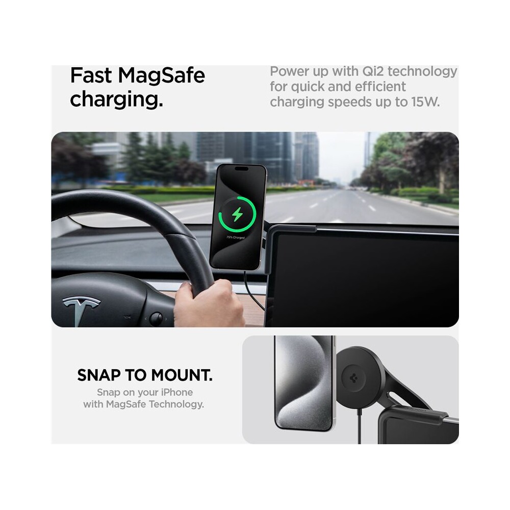 Spigen-Tesla-TapLock-MagSafe-Car-Mount-Charger-Qi2-drzak-s-nabijenim-cerny