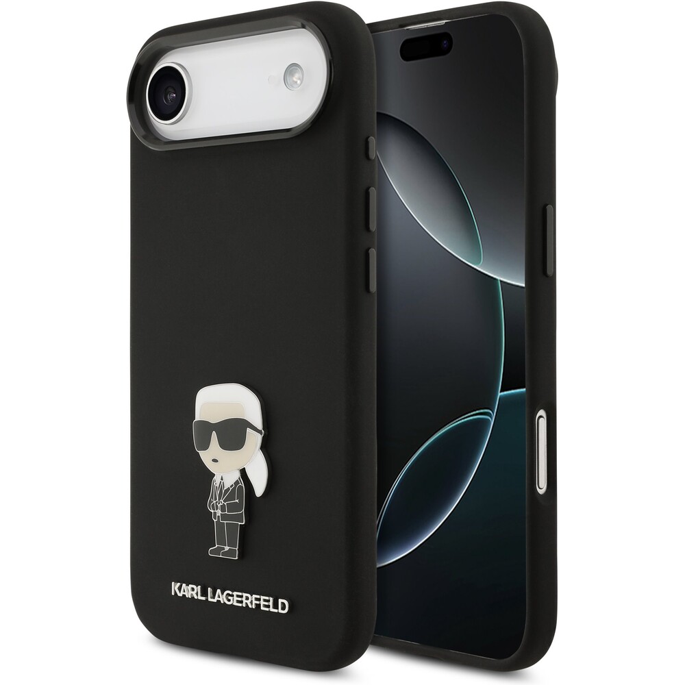 Karl-Lagerfeld-Liquid-Silicone-Metal-Ikonik-kryt-iPhone-Air-cerny