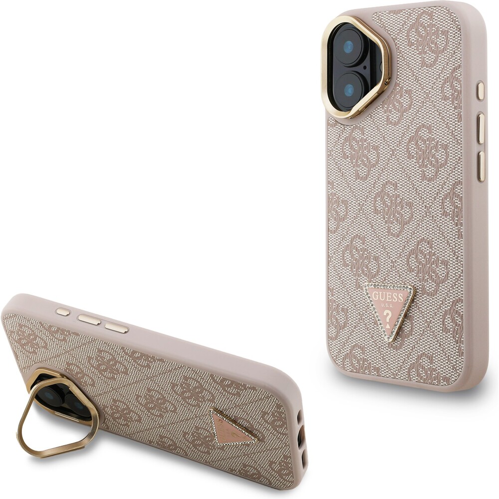Guess-PU-4G-Strass-Triangle-Logo-Stand-Camera-Frame-MagSafe-kryt-iPhone-16-ruzovy