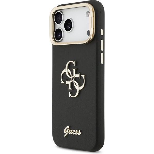 Guess-PU-Grained-4G-Logo-Stand-Camera-Frame-kryt-iPhone-17-Pro-Max-cerny