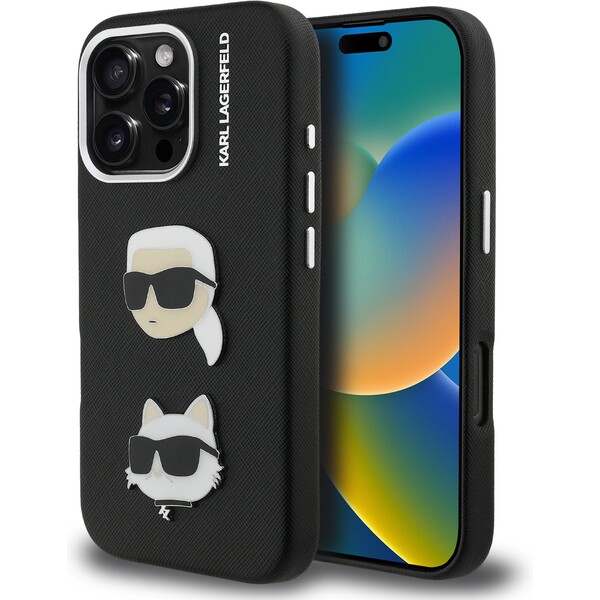 Karl-Lagerfeld-Grained-PU-K-CH-Heads-kryt-iPhone-16-Pro-Max-cerny