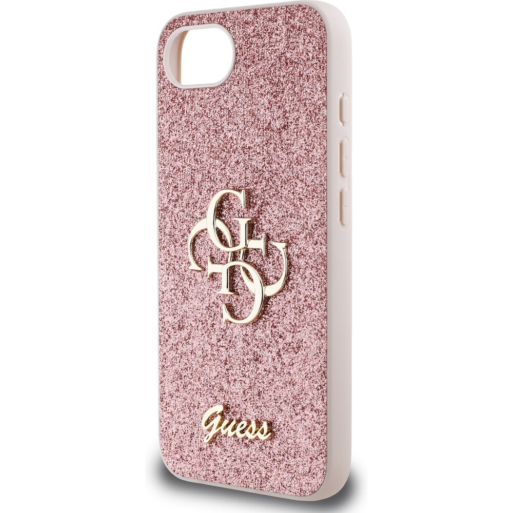 Guess-PU-Fixed-Glitter-4G-Metal-Logo-kryt-iPhone-17e-16e-ruzovy