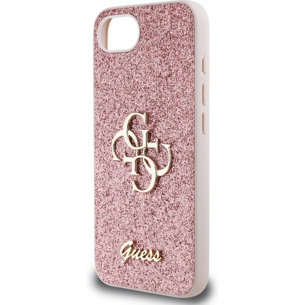 Guess-PU-Fixed-Glitter-4G-Metal-Logo-kryt-iPhone-17e-16e-ruzovy
