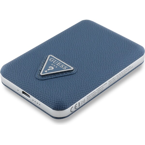 Guess-PU-Grained-Triangle-Logo-MagSafe-powerbanka-5000mAh-modra