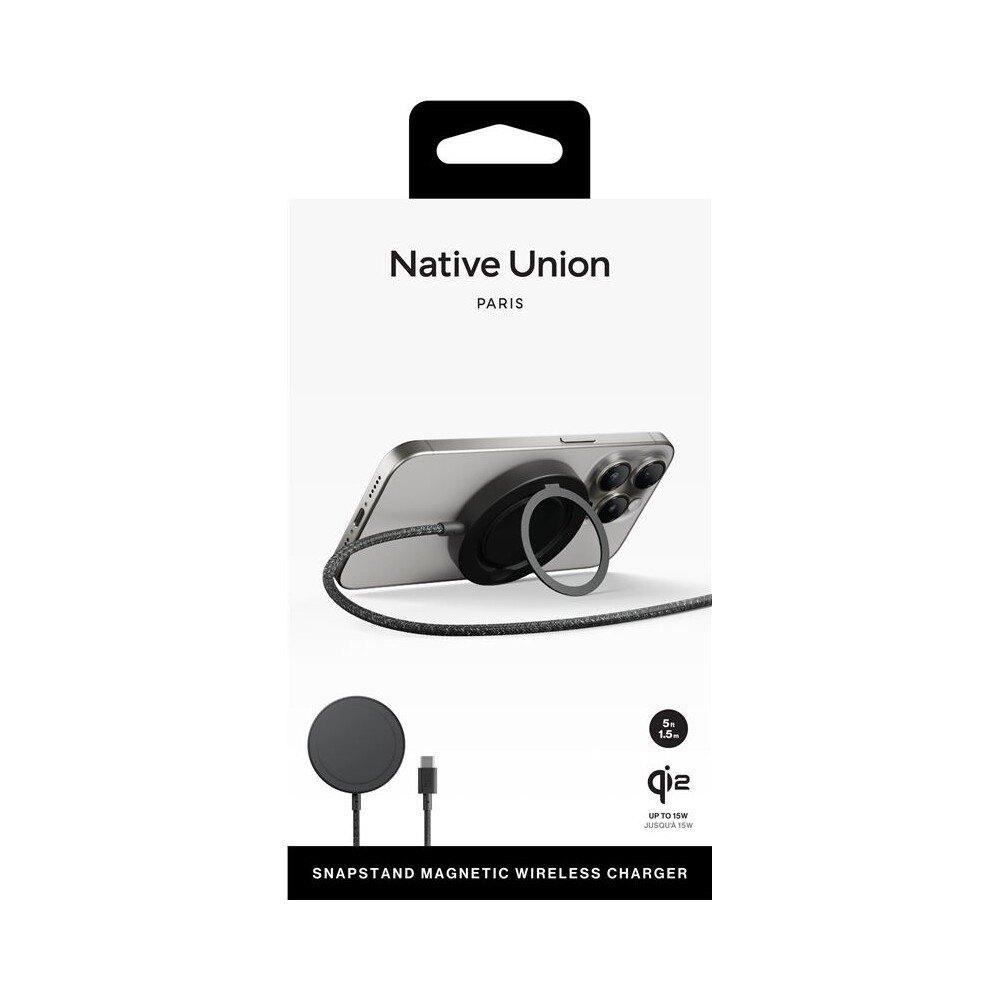 Native-Union-Snapstand-Qi2-MagSafe-bezdratova-nabijecka-cerna