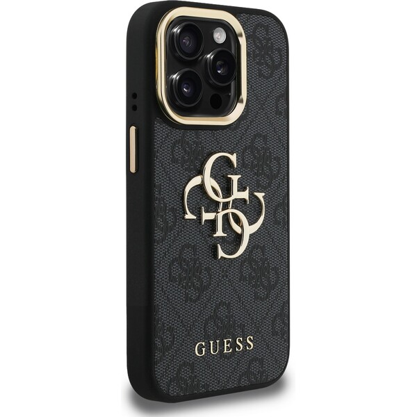 Guess-PU-4G-Metal-Logo-Stand-Camera-Frame-kryt-iPhone-15-Pro-Max-cerny