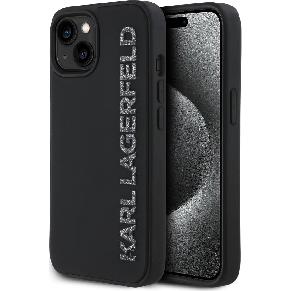 Karl-Lagerfeld-3D-Rubber-Glitter-Logo-kryt-iPhone-15-cerny