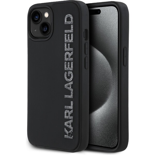 Karl-Lagerfeld-3D-Rubber-Glitter-Logo-kryt-iPhone-15-cerny