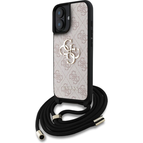 Guess-PU-4G-Metal-Logo-Crossbody-popruh-kryt-iPhone-16-ruzovy