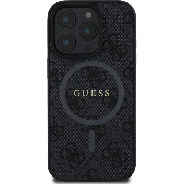 Guess-PU-Leather-4G-Colored-Ring-MagSafe-kryt-iPhone-16-Pro-cerny