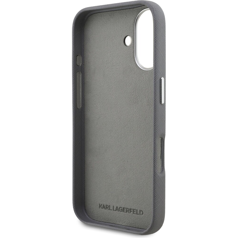 Karl-Lagerfeld-Grained-PU-K-CH-Heads-kryt-iPhone-16-sedy