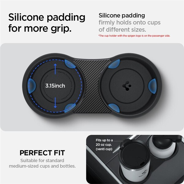 Spigen-Center-Console-Cup-Holder-Insert-vlozka-do-drzaku-napoju-2021-2022-Tesla-Model-Y-3-cerny