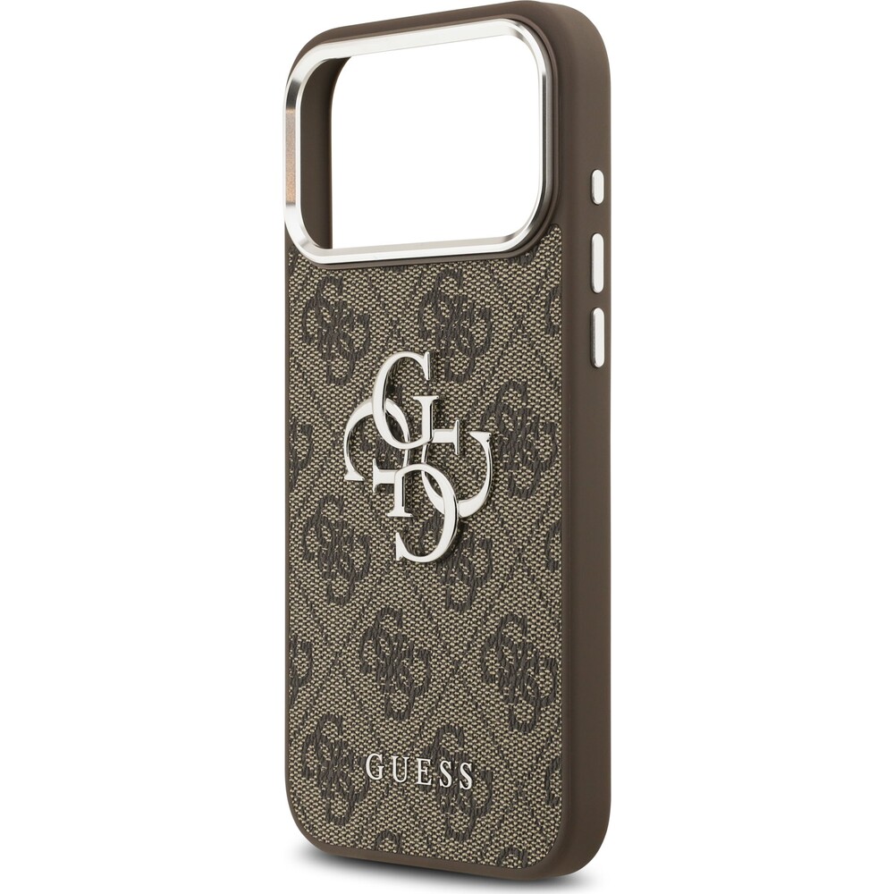 Guess-PU-4G-Metal-Logo-kryt-iPhone-17-Pro-Max-stribrny-hnedy