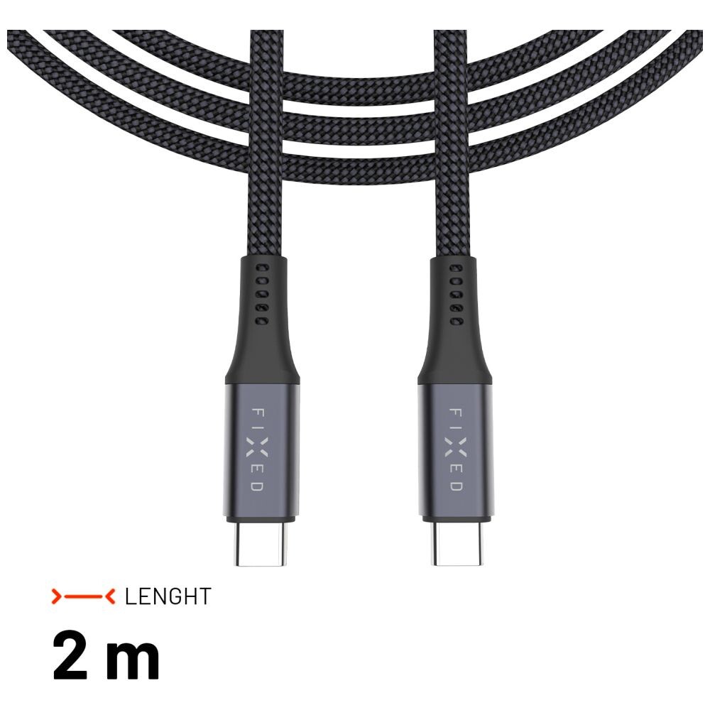 FIXED-Multimedia-Cabel-USB-C-napajeci-a-datovy-kabel-4K-60z-20Gbps-240W-2m-sedy