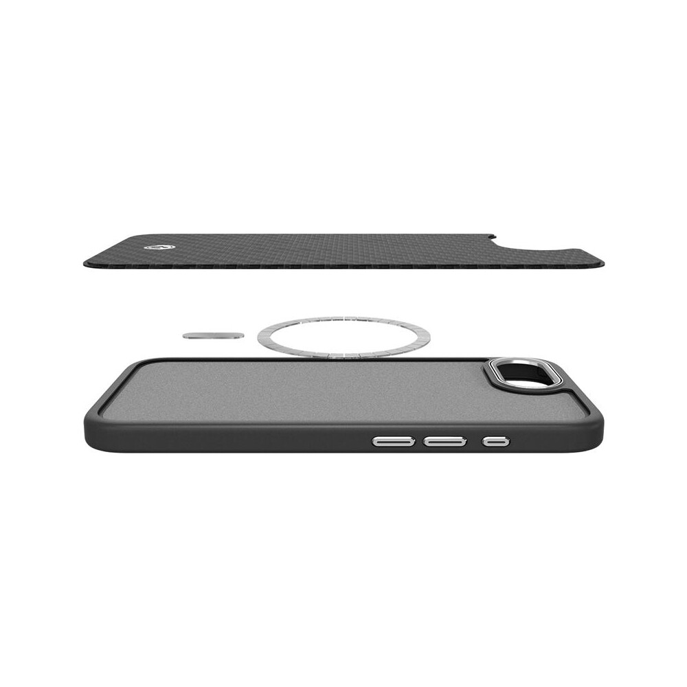 Spigen-Enzo-Aramid-MagSafe-kryt-iPhone-17e-16e-matne-cerny