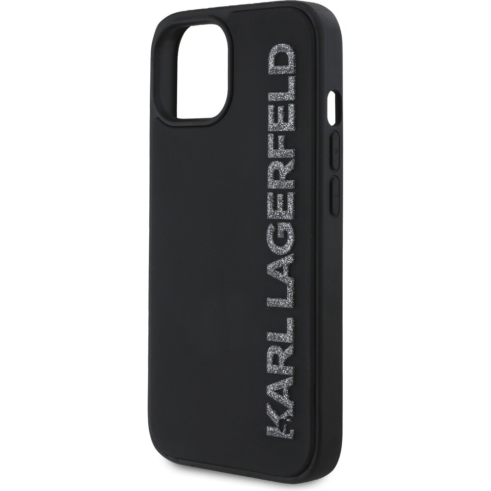 Karl-Lagerfeld-3D-Rubber-Glitter-Logo-kryt-iPhone-15-cerny