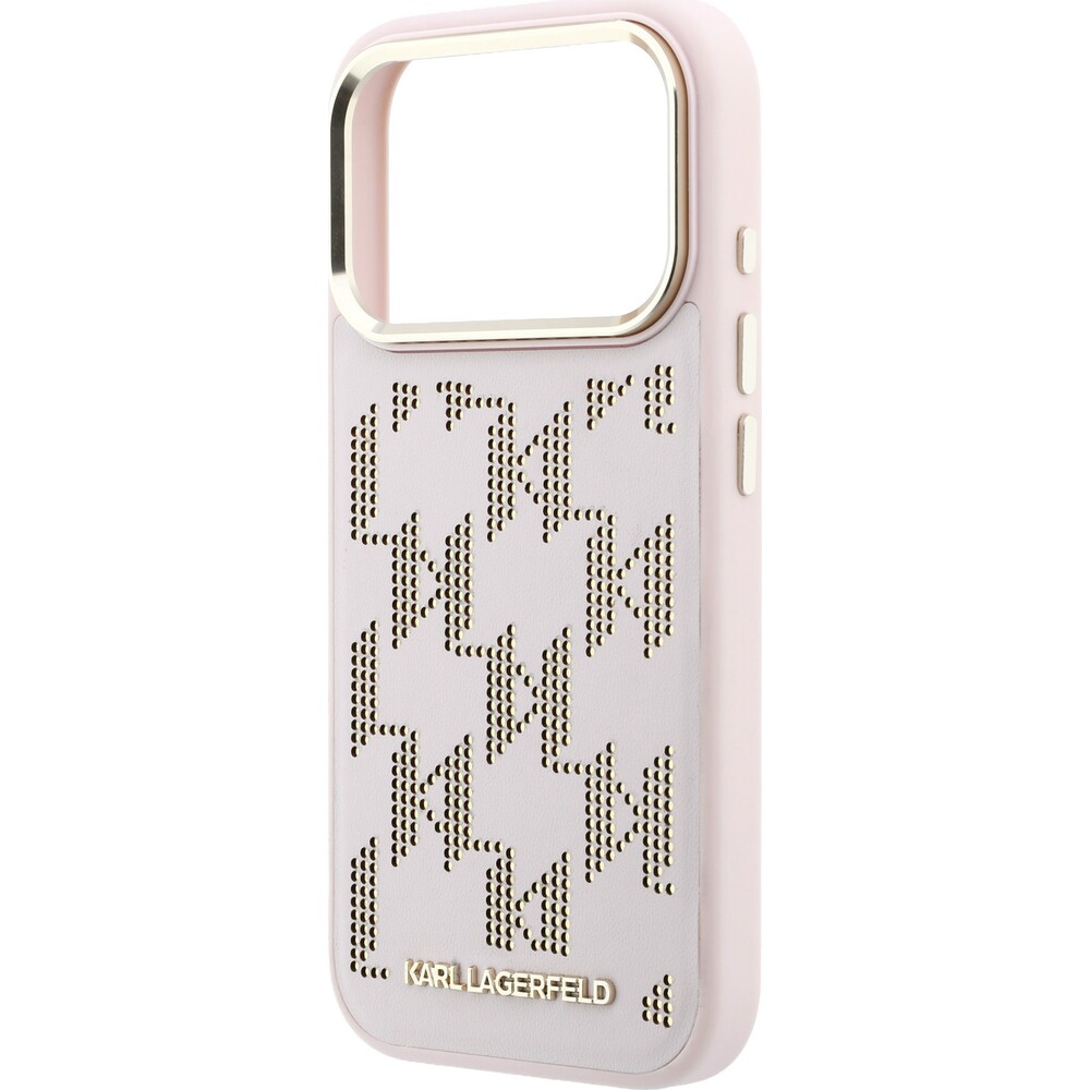 Karl-Lagerfeld-PU-Perforated-Monogram-MagSafe-kryt-iPhone-17-Pro-ruzovy