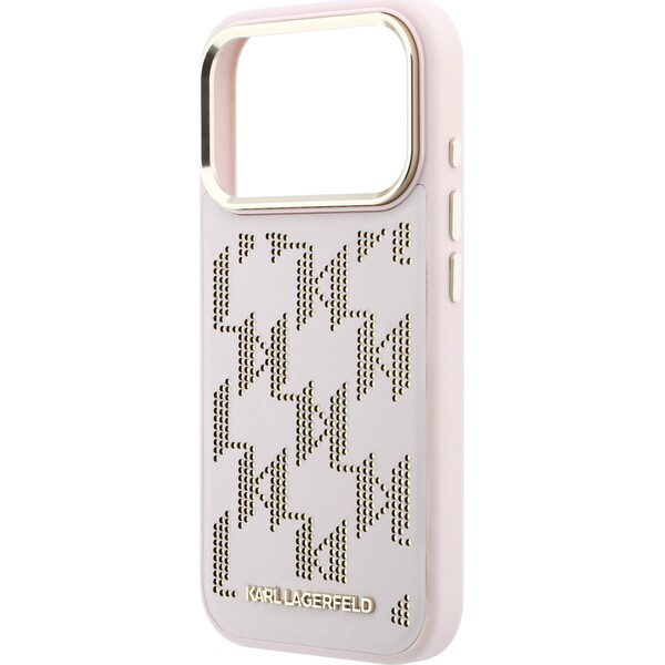 Karl-Lagerfeld-PU-Perforated-Monogram-MagSafe-kryt-iPhone-17-Pro-ruzovy