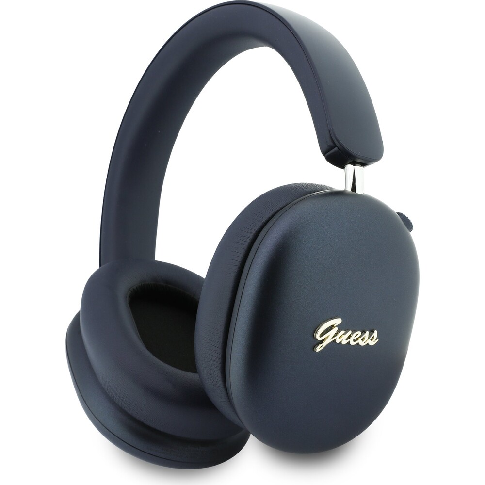 Guess-Metallic-Finish-Gold-Script-Logo-ENC-bezdratova-sluchatka-tmave-modra