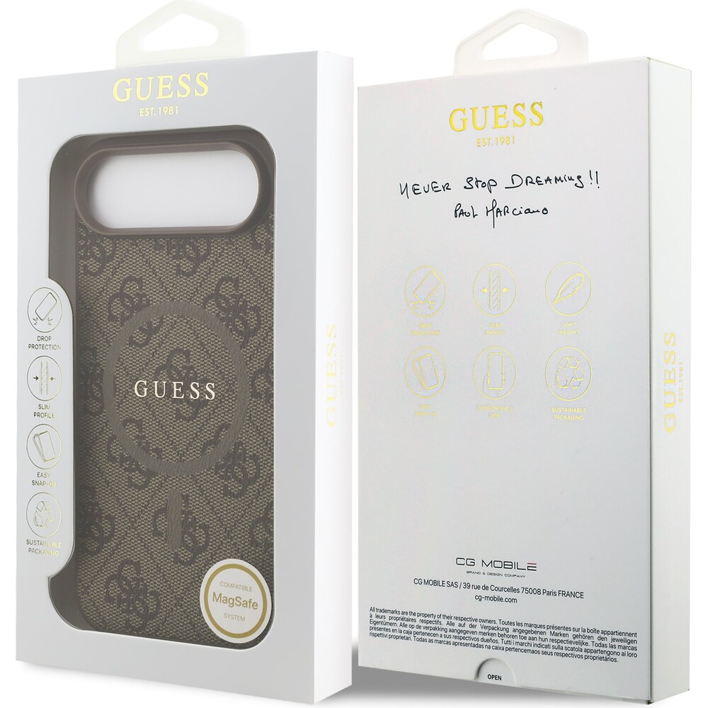 Guess-PU-Leather-4G-Colored-Ring-MagSafe-Zadni-Kryt-pro-iPhone-Air-hnedy