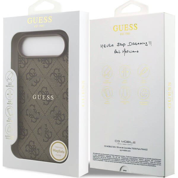 Guess-PU-Leather-4G-Colored-Ring-MagSafe-Zadni-Kryt-pro-iPhone-Air-hnedy
